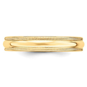 Men's 14K Yellow Gold Milgrain Half Round Band (From 4mm to 6mm)