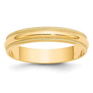 Men's 14K Yellow Gold Milgrain Half Round Band (From 4mm to 6mm)