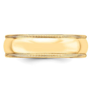 Men's 14K Yellow Gold Milgrain Half Round Band (From 4mm to 6mm)