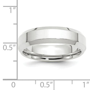 Men's 14K White Gold Bevel Edge Comfort Fit Band (From 4mm to 6mm)