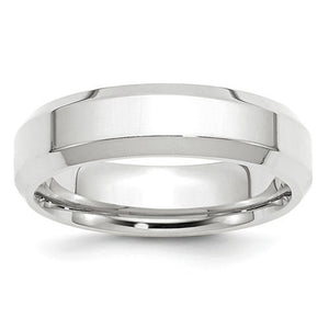Men's 14K White Gold Bevel Edge Comfort Fit Band (From 4mm to 6mm)