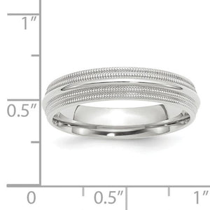 Men's 14K White Gold Double Milgrain Comfort Fit Band (From 5mm to 8mm)
