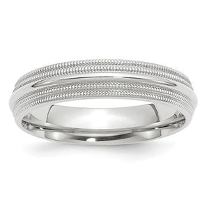 Men's 14K White Gold Double Milgrain Comfort Fit Band (From 5mm to 8mm)
