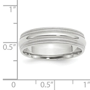 Men's 14K White Gold Double Milgrain Comfort Fit Band (From 5mm to 8mm)
