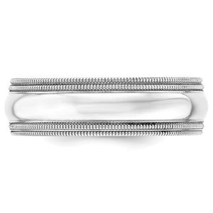 Men's 14K White Gold Double Milgrain Comfort Fit Band (From 5mm to 8mm)