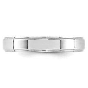Men's 14K White Gold Flat With Step Edge Band (From 4mm to 10mm)