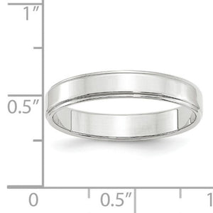 Men's 14K White Gold Flat With Step Edge Band (From 4mm to 10mm)