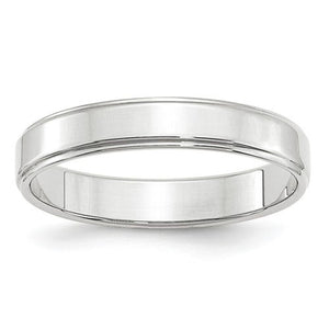 Men's 14K White Gold Flat With Step Edge Band (From 4mm to 10mm)