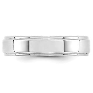 Men's 14K White Gold Flat With Step Edge Band (From 4mm to 10mm)