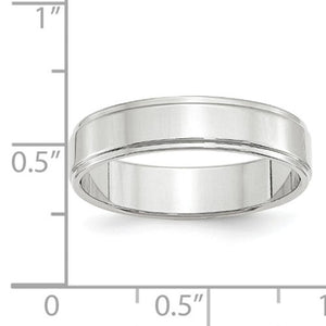 Men's 14K White Gold Flat With Step Edge Band (From 4mm to 10mm)
