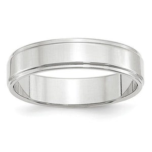 Men's 14K White Gold Flat With Step Edge Band (From 4mm to 10mm)