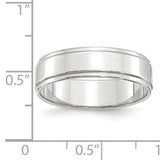 Men's 14K White Gold Flat With Step Edge Band (From 4mm to 10mm)