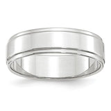 Men's 14K White Gold Flat With Step Edge Band (From 4mm to 10mm)