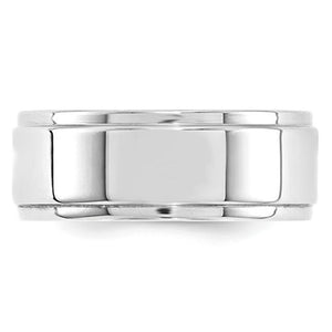Men's 14K White Gold Flat With Step Edge Band (From 4mm to 10mm)
