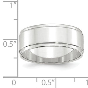 Men's 14K White Gold Flat With Step Edge Band (From 4mm to 10mm)