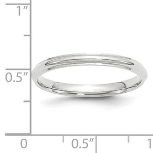 Women's 14K White Gold Half Round With Edge Band (From 2.5mm to 3mm)