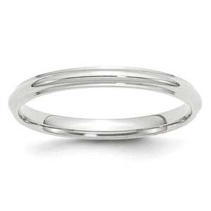 Women's 14K White Gold Half Round With Edge Band (From 2.5mm to 3mm)