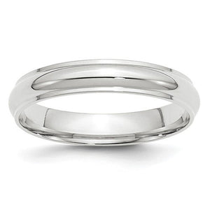 Men's 14K White Gold Half Round With Edge Band (From 3mm to 8mm)