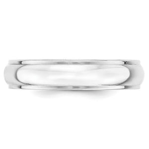 Men's 14K White Gold Half Round With Edge Band (From 3mm to 8mm)