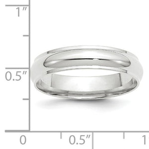 Men's 14K White Gold Half Round With Edge Band (From 3mm to 8mm)