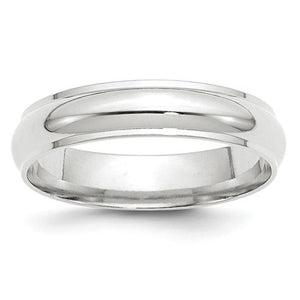 Men's 14K White Gold Half Round With Edge Band (From 3mm to 8mm)