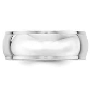 Men's 14K White Gold Half Round With Edge Band (From 3mm to 8mm)