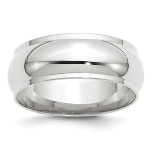 Men's 14K White Gold Half Round With Edge Band (From 3mm to 8mm)