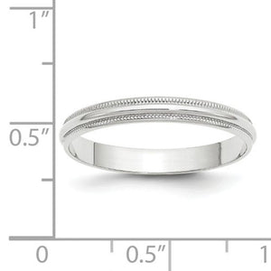 Women's 14K White Gold Milgrain Half Round Band (From 3mm to 4mm)
