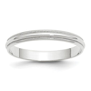 Women's 14K White Gold Milgrain Half Round Band (From 3mm to 4mm)