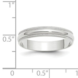 Men's 14K White Gold Milgrain Half Round Band (From 4mm to 6mm)