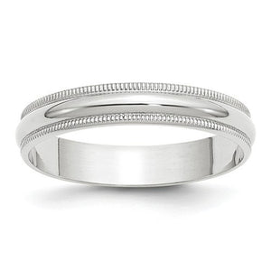 Men's 14K White Gold Milgrain Half Round Band (From 4mm to 6mm)
