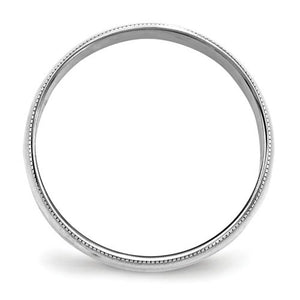 Men's 14K White Gold Milgrain Half Round Band (From 4mm to 6mm)