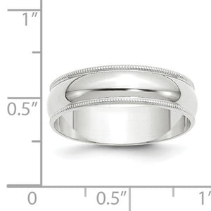 Men's 14K White Gold Milgrain Half Round Band (From 4mm to 6mm)