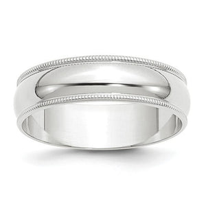 Men's 14K White Gold Milgrain Half Round Band (From 4mm to 6mm)